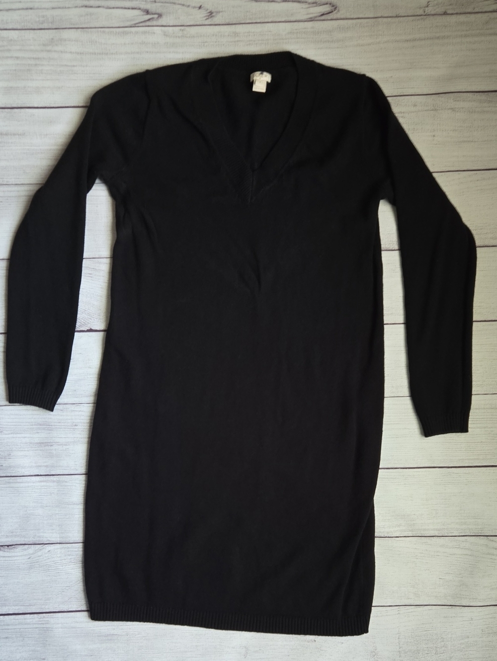J. Crew Black V-Neck Sweater Dress - Small